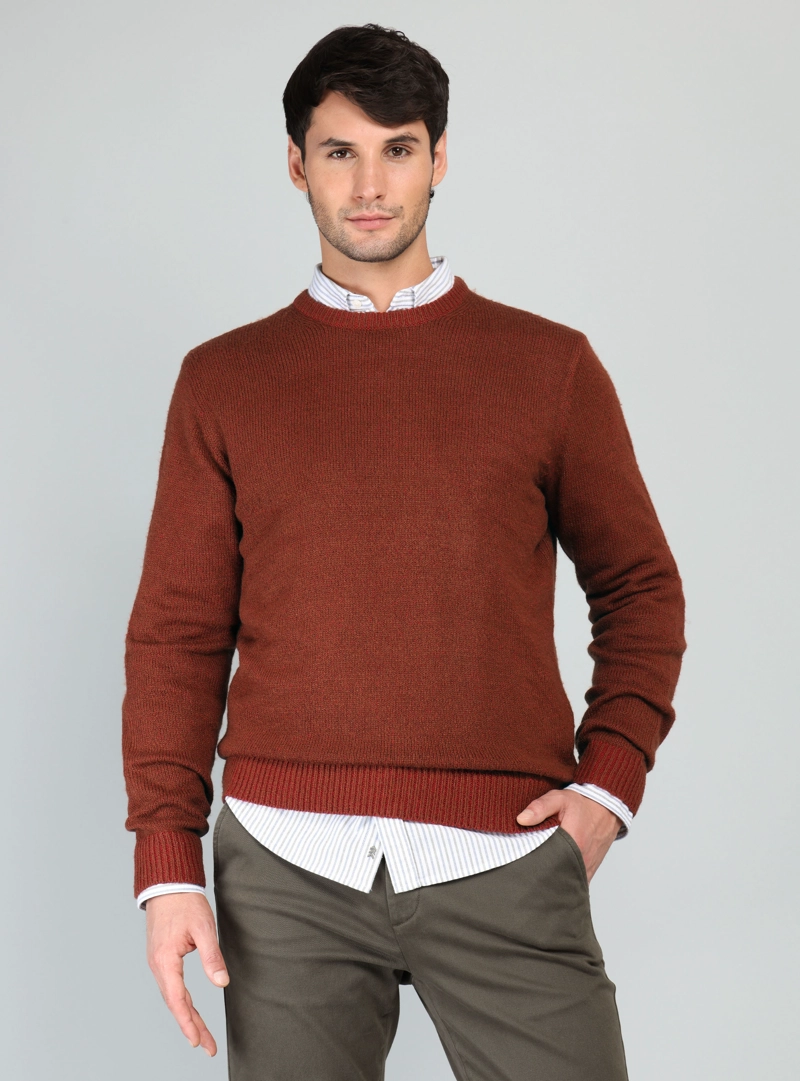 SWEATER CUELLO REDONDO REGULAR FIT TERRACOTA ARROW - 1
