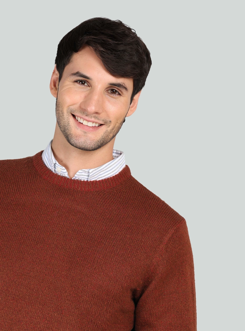 SWEATER CUELLO REDONDO REGULAR FIT TERRACOTA ARROW - 3