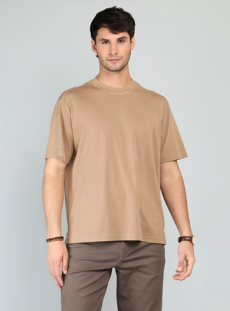 POLERA LISA STONE WASH REGULAR FIT CAFE  ARROW - 1