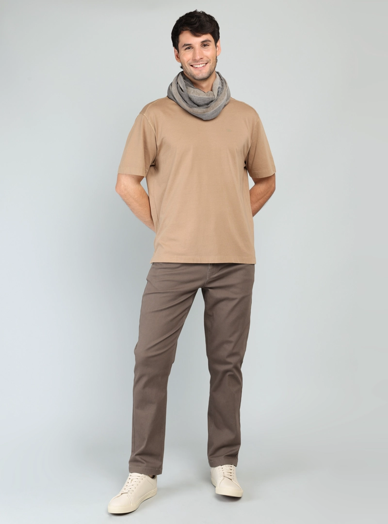 POLERA LISA STONE WASH REGULAR FIT CAFE  ARROW - 4