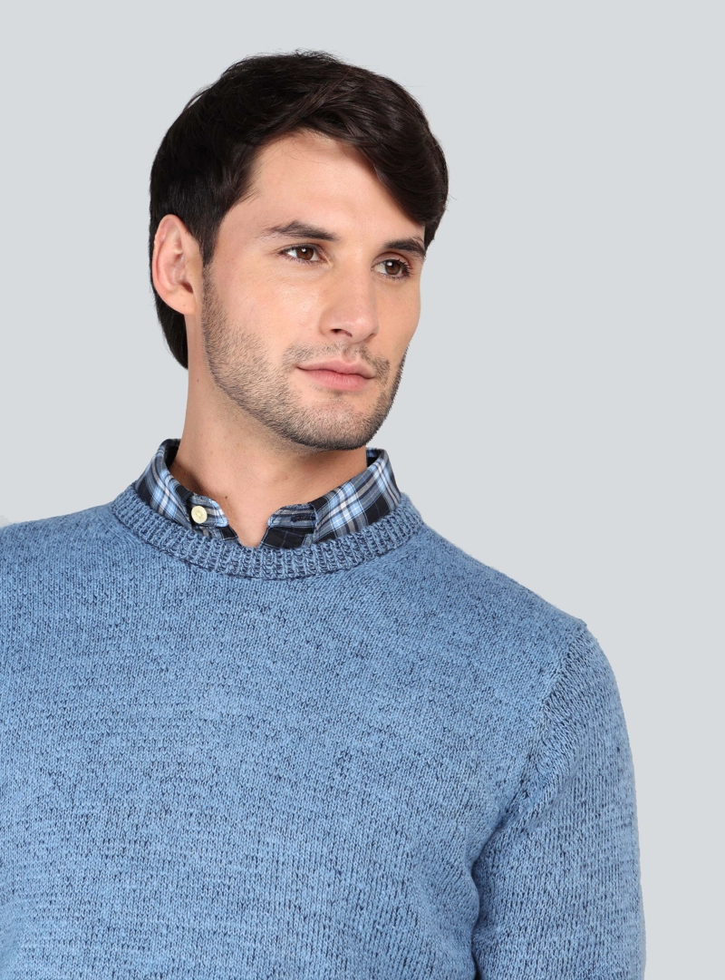 SWEATER CUELLO REDONDO REGULAR FIT CELESTE ARROW - 3