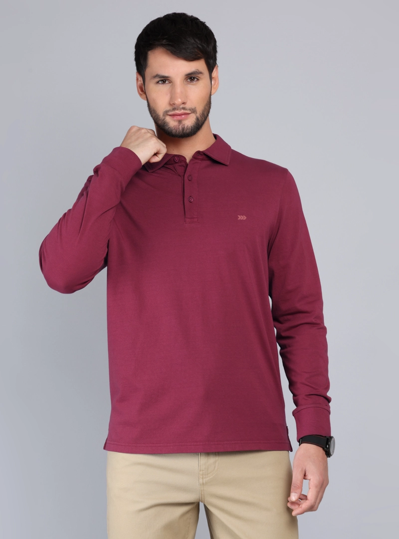 POLERA LISA STONE WASH REGULAR FIT ROJO ARROW - 1