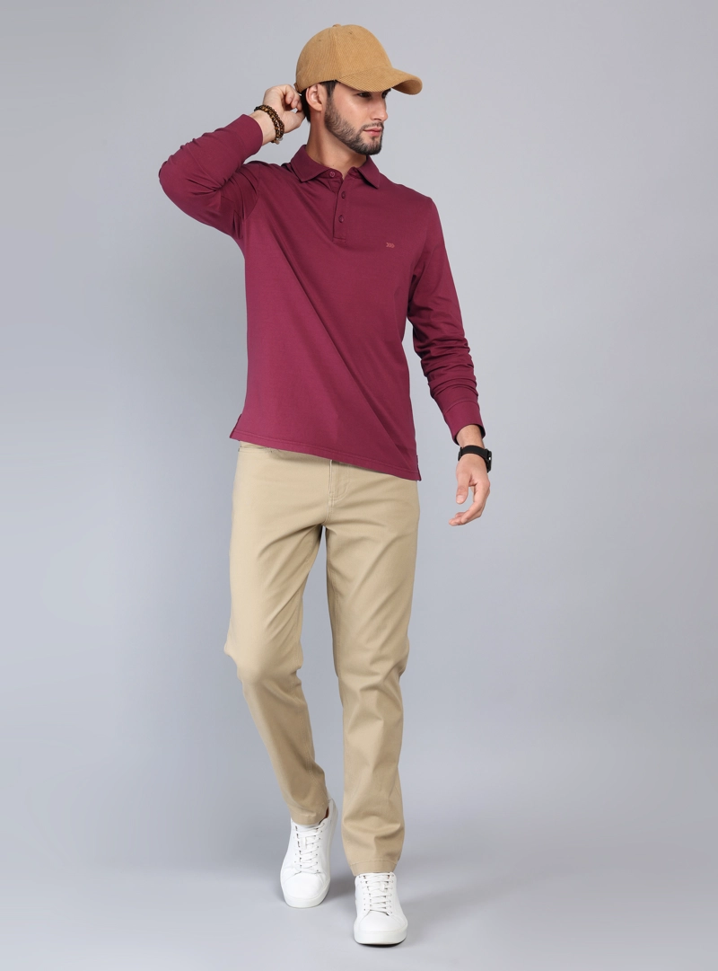 POLERA LISA STONE WASH REGULAR FIT ROJO ARROW - 4