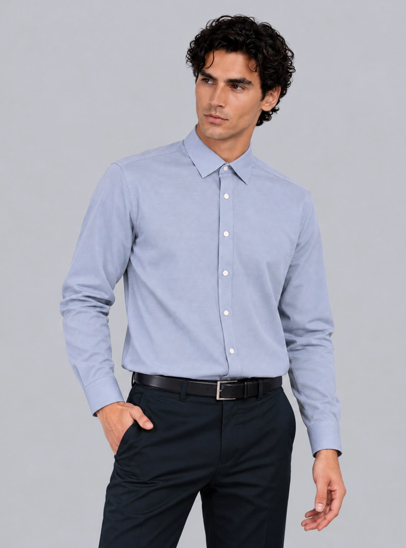 CAMISA FORMAL SPANDEX SLIM FIT AZUL ARROW - 1