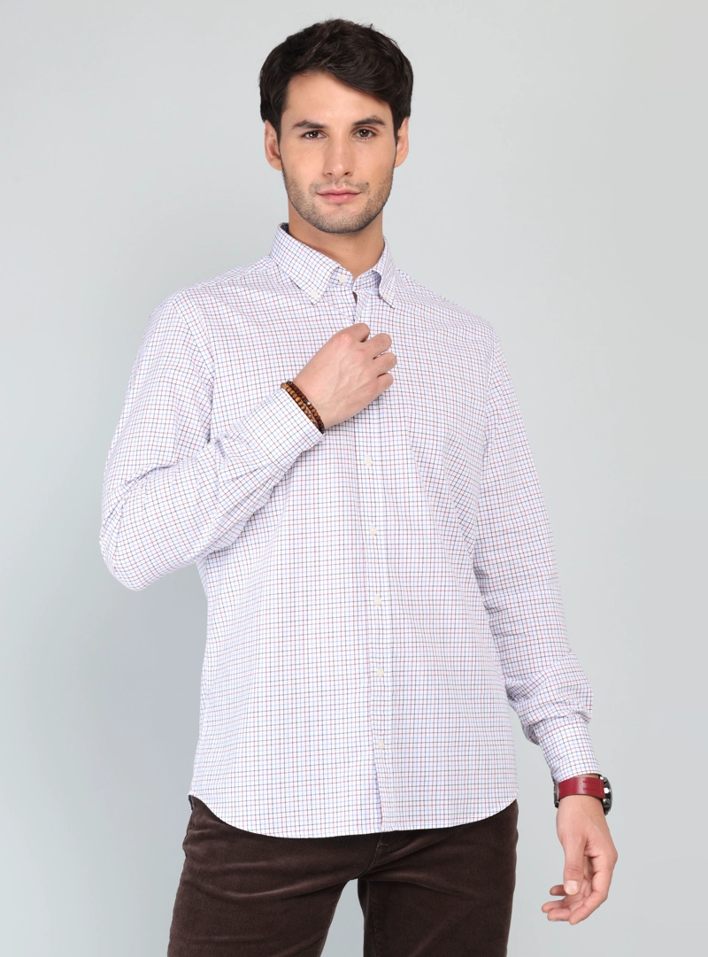 CAMISA A CUADROS REGULAR FIT ROJO ARROW - 1