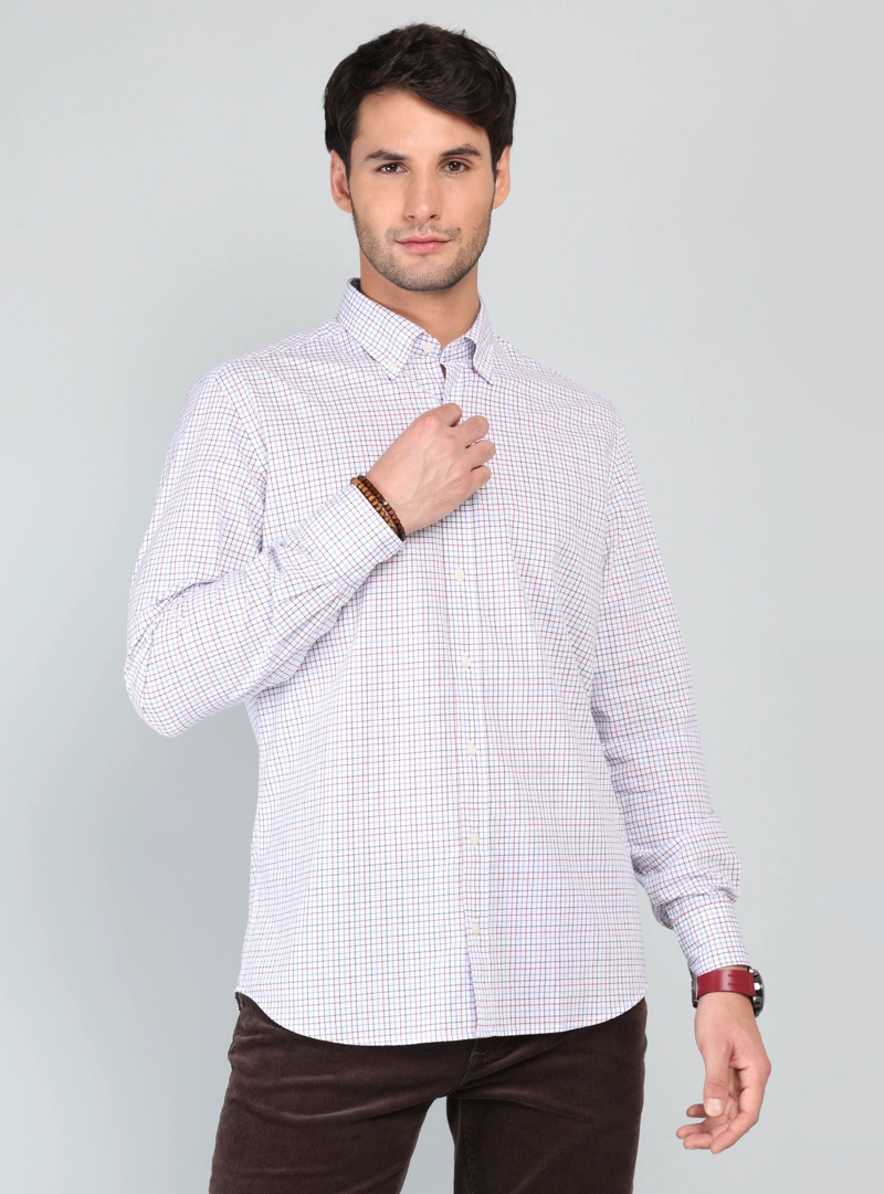 CAMISA A CUADROS REGULAR FIT ROJO ARROW - 1