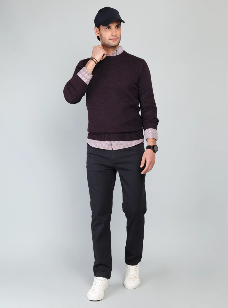 SWEATER CUELLO REDONDO REGULAR FIT PURPURA ARROW - 4