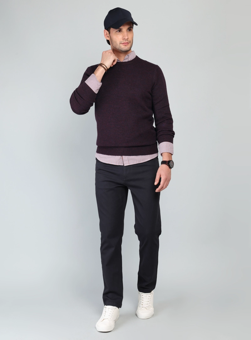 SWEATER CUELLO REDONDO REGULAR FIT PURPURA ARROW - 4
