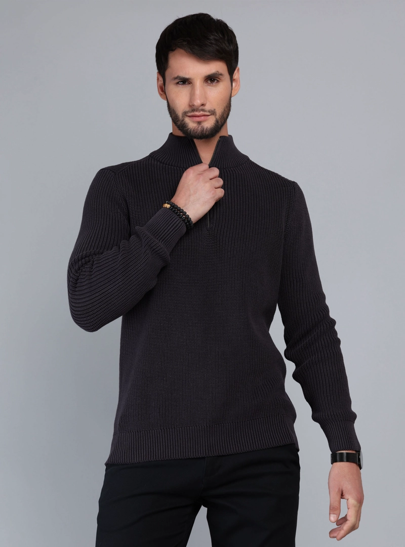SWEATER STONE WASH REGULAR FIT NEGRO ARROW - 1