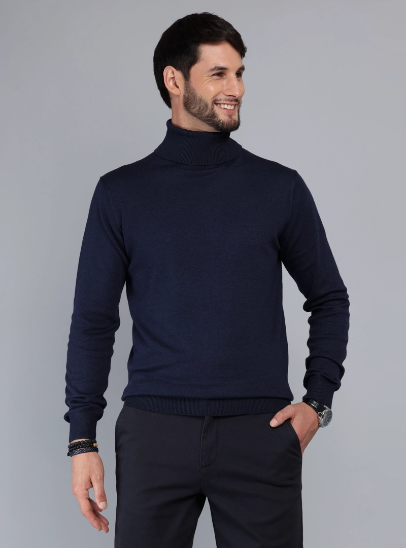 SWEATER CUELLO ALTO REGULAR FIT AZUL MARINO ARROW - 1