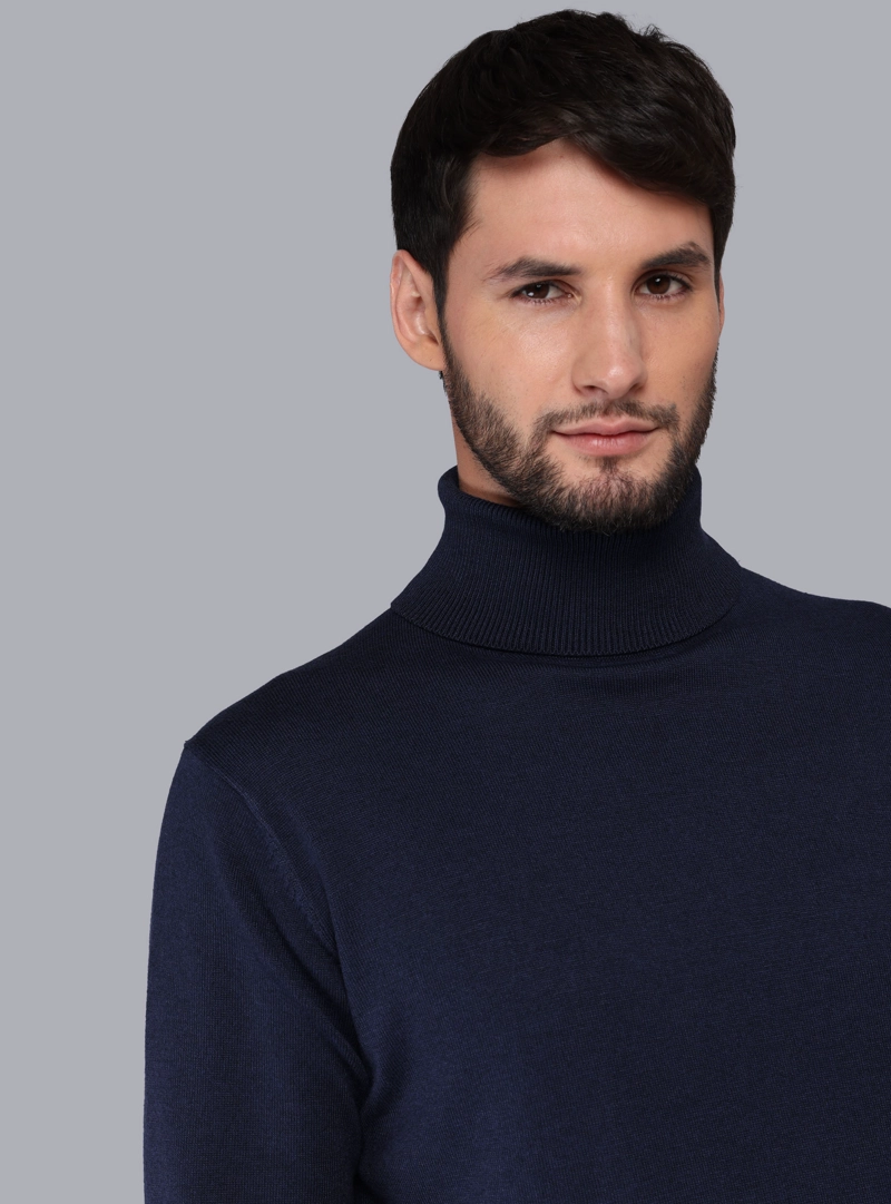 SWEATER CUELLO ALTO REGULAR FIT AZUL MARINO ARROW - 3