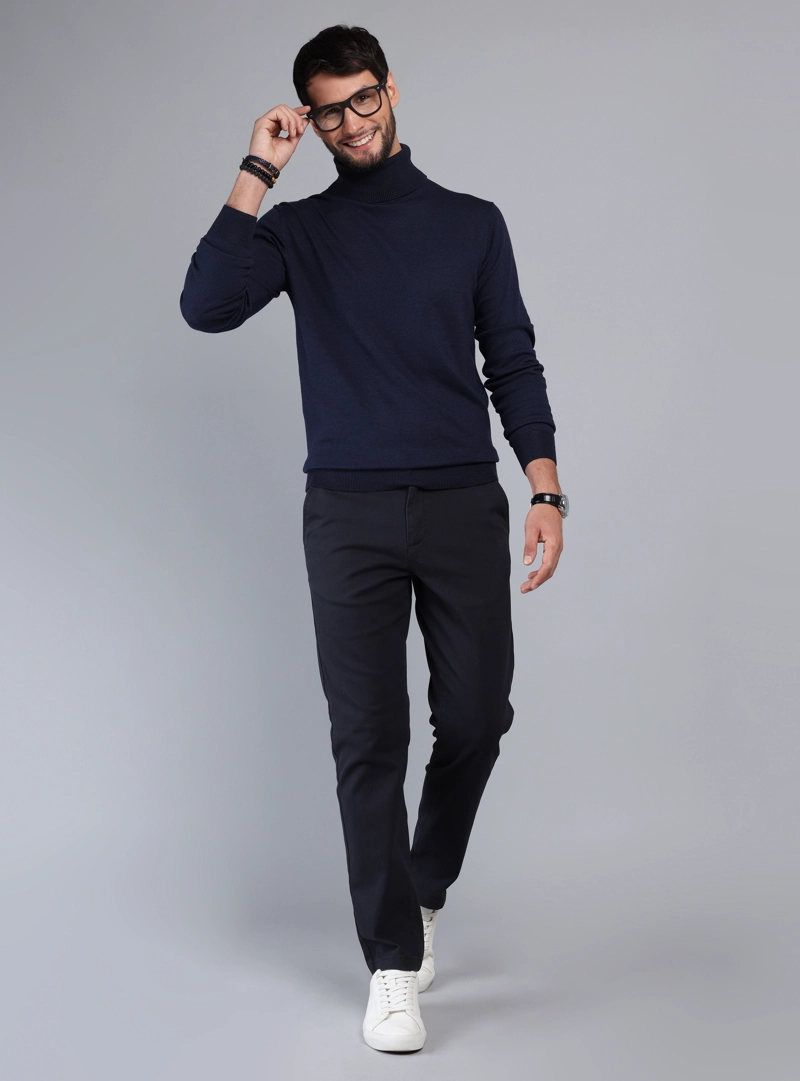 SWEATER CUELLO ALTO REGULAR FIT AZUL MARINO ARROW - 4