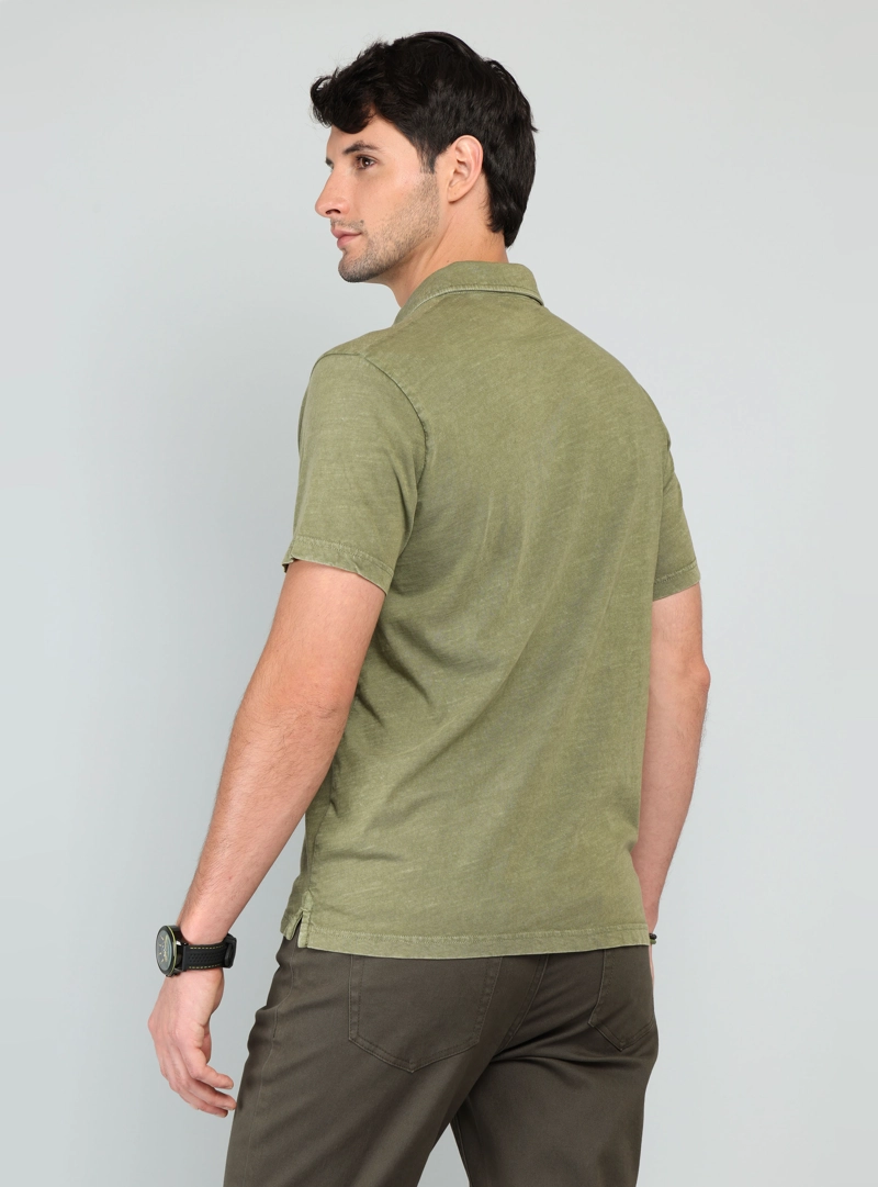 POLERA LISA STONE WASH REGULAR FIT VERDE ARROW - 2