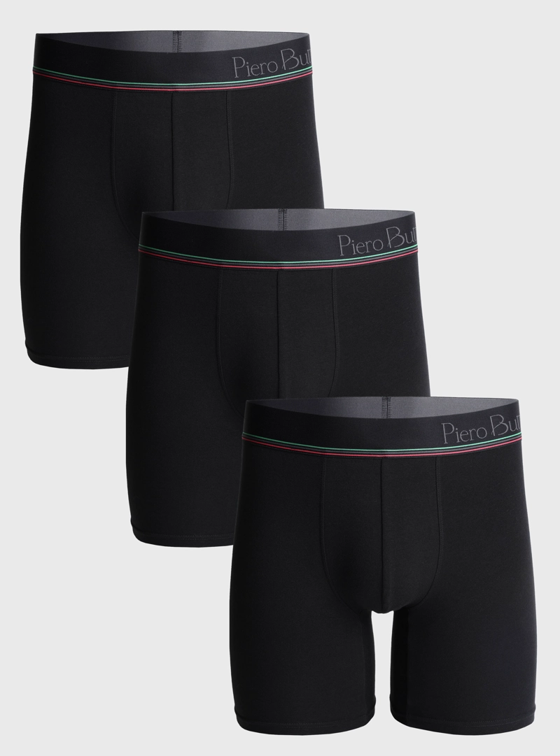 BOXER 3 UNIDADES LISO NEGRO PIERO BUTTI - 1