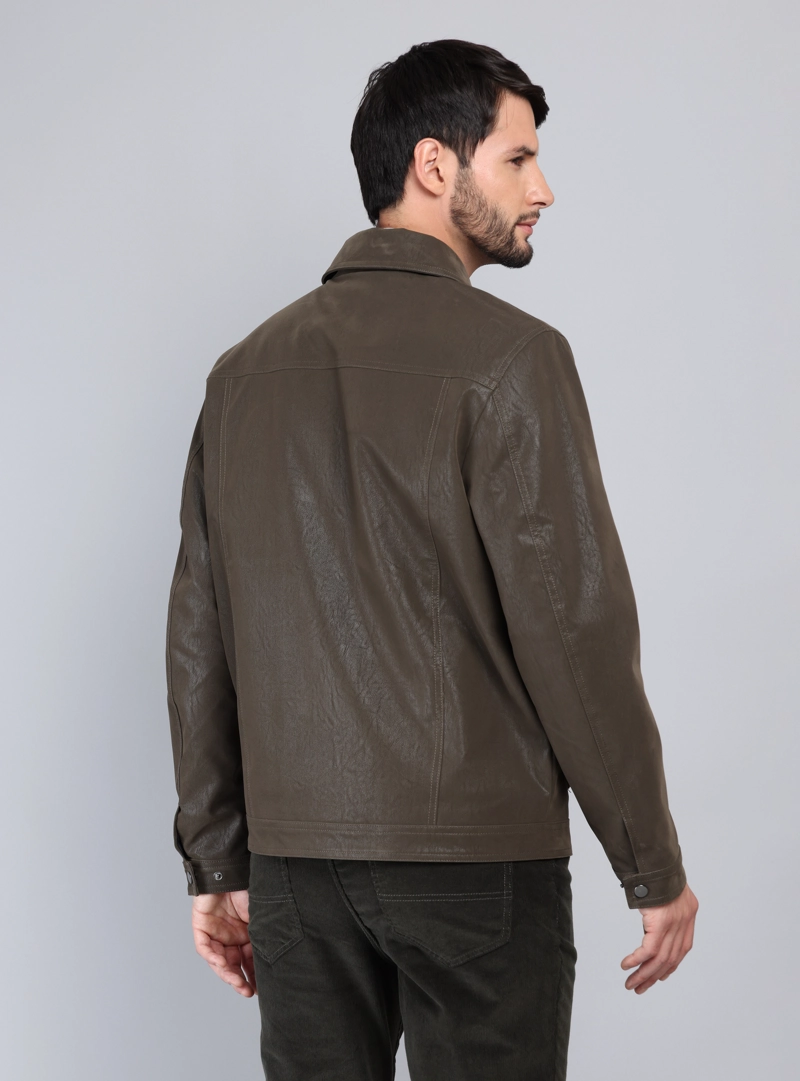 CHAQUETA CUERO SINTE TICO REGULAR FIT VERDE ARROW - 2