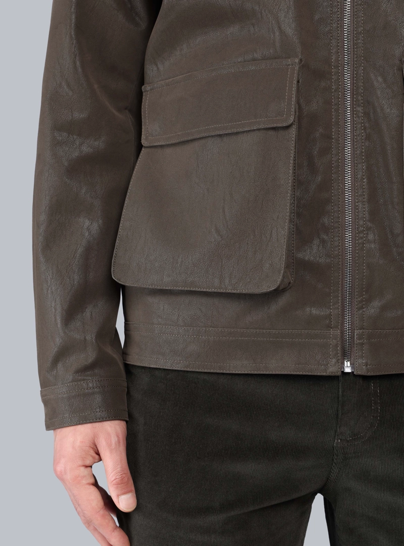 CHAQUETA CUERO SINTE TICO REGULAR FIT VERDE ARROW - 5
