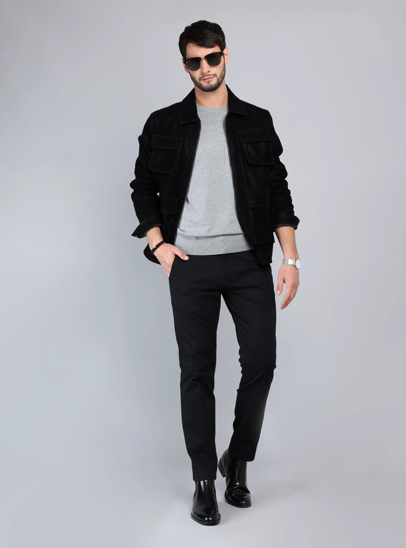 CHAQUETA CUERO SINTE TICO REGULAR FIT NEGRO ARROW - 4