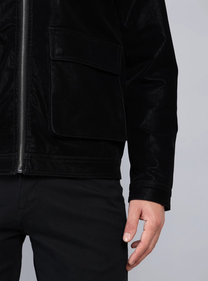 CHAQUETA CUERO SINTE TICO REGULAR FIT NEGRO ARROW - 5
