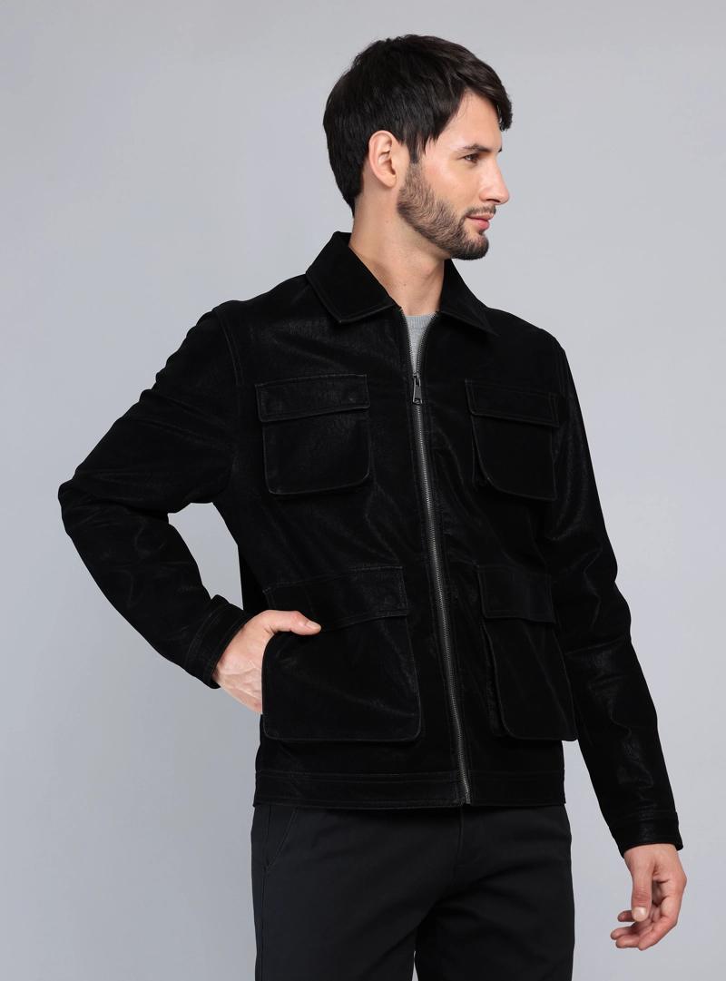 CHAQUETA CUERO SINTE TICO REGULAR FIT NEGRO ARROW - 6