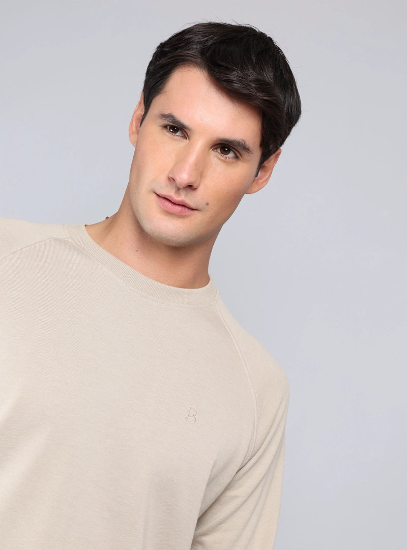 POLERON CUELLO REDONDO REGULAR FIT BEIGE PIERO BUTTI - 3