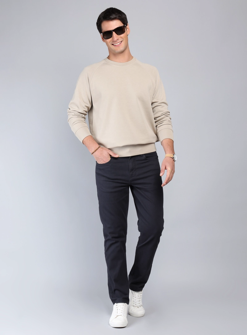 POLERON CUELLO REDONDO REGULAR FIT BEIGE PIERO BUTTI - 4