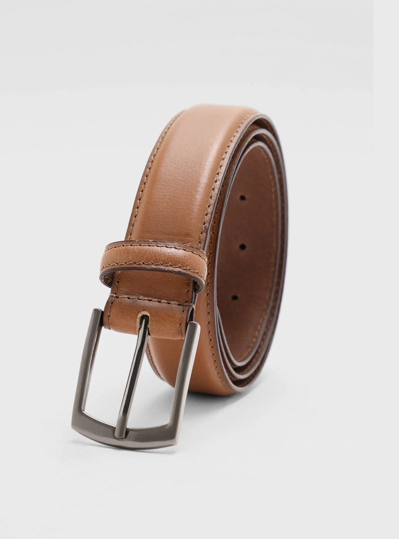 CINTURON DE CUERO LISO CAMEL PIERO BUTTI - 1