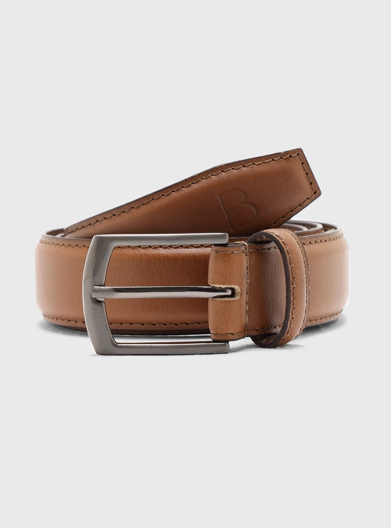 CINTURON DE CUERO LISO CAMEL PIERO BUTTI - 2