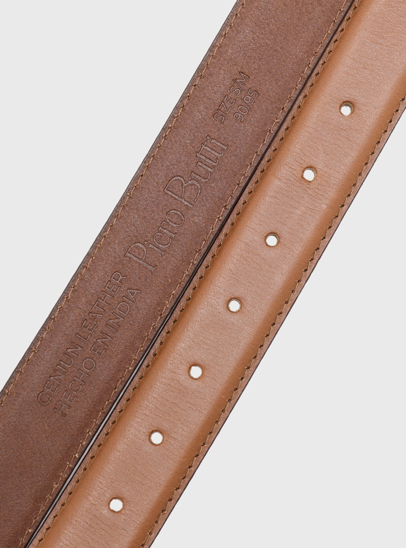 CINTURON DE CUERO LISO CAMEL PIERO BUTTI - 4