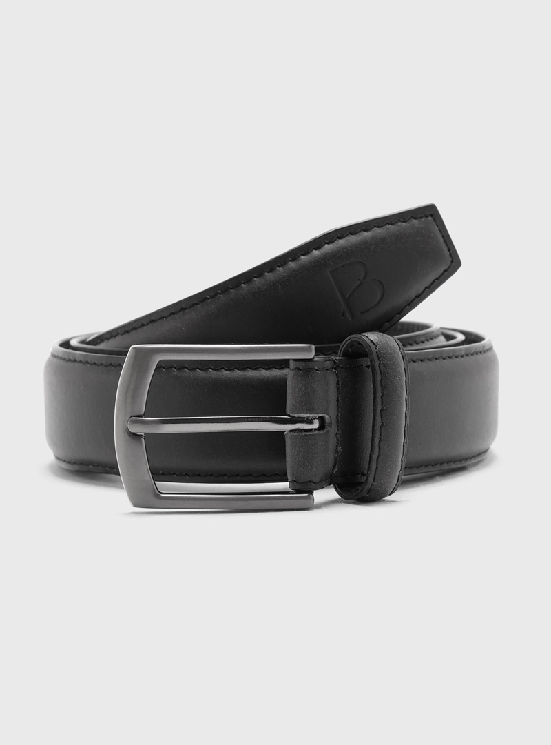 CINTURON DE CUERO LISO NEGRO PIERO BUTTI - 2