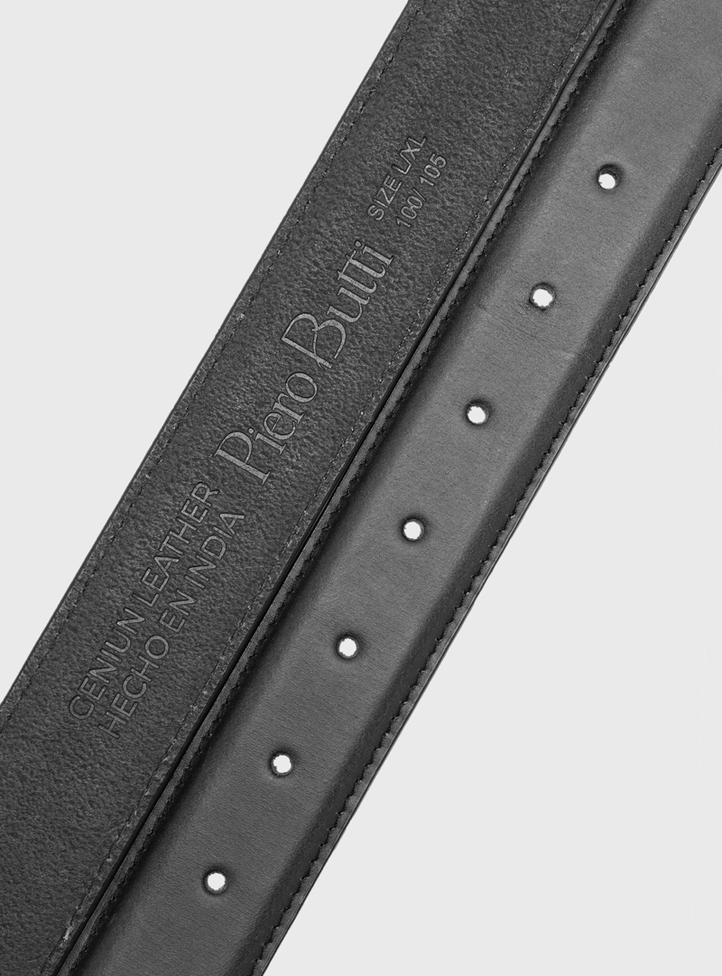 CINTURON DE CUERO LISO NEGRO PIERO BUTTI - 4