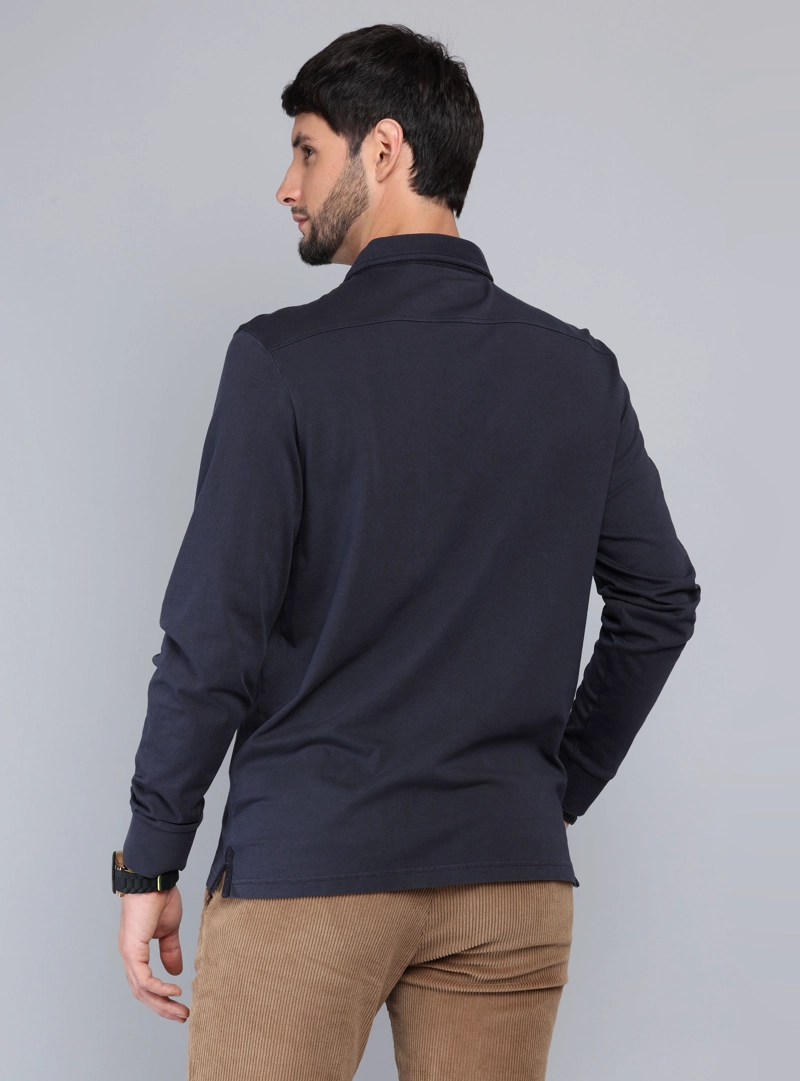 POLERA LISA STONE WASH REGULAR FIT AZUL MARINO ARROW - 2