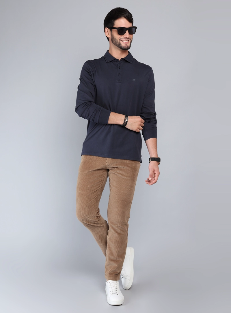 POLERA LISA STONE WASH REGULAR FIT AZUL MARINO ARROW - 4