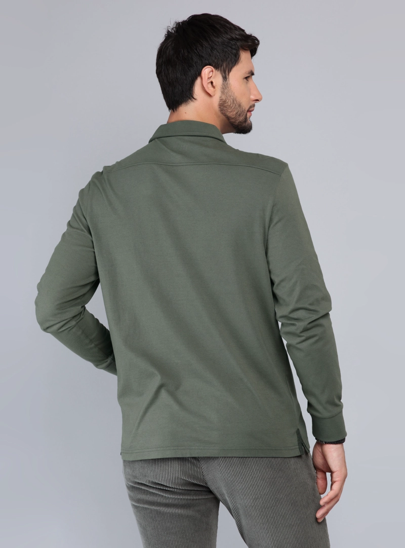 POLERA LISA STONE WASH REGULAR FIT VERDE ARROW - 2