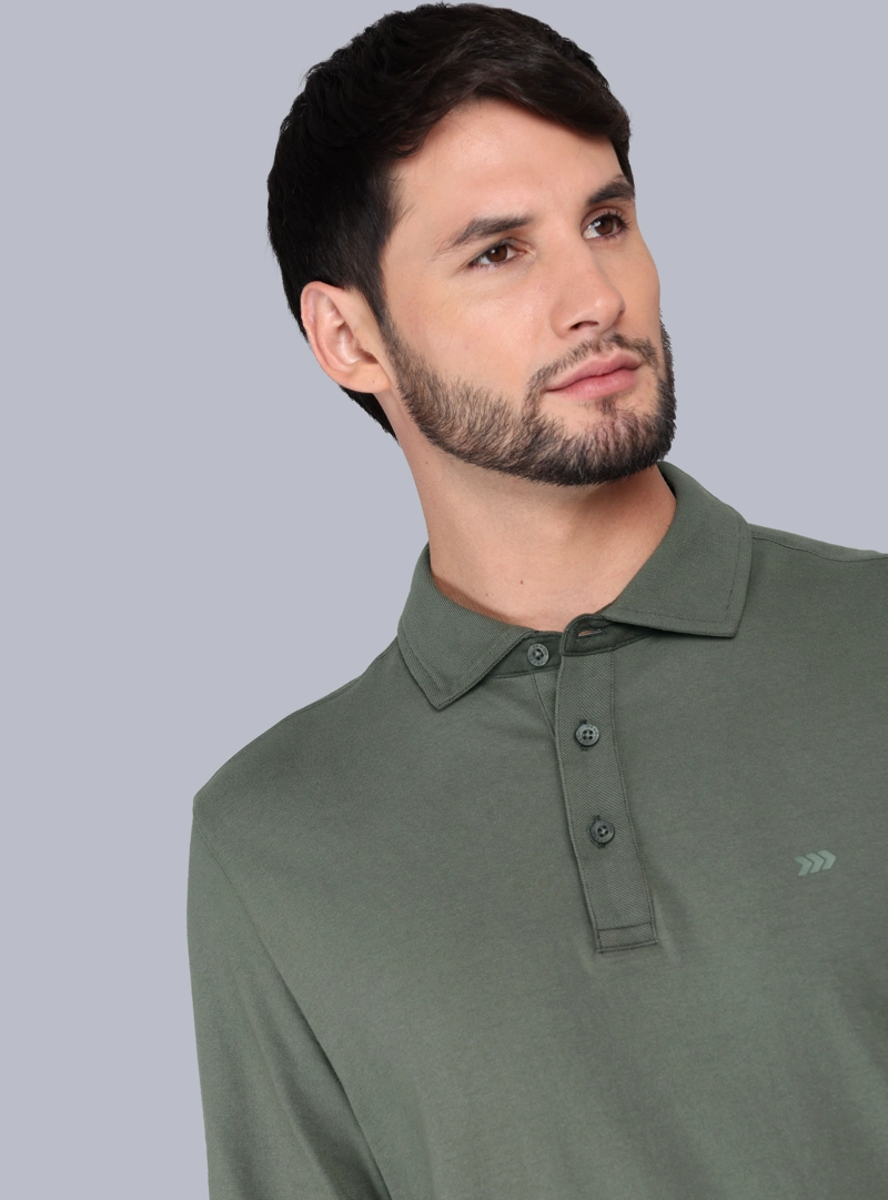 POLERA LISA STONE WASH REGULAR FIT VERDE ARROW - 3