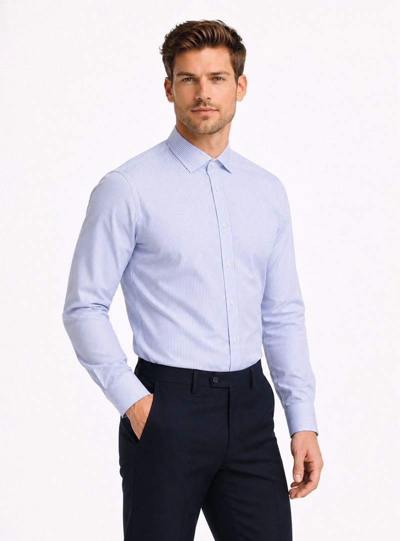 CAMISA FORMAL RAYAS NON IRON TAILORED FIT AZUL ARROW - 1