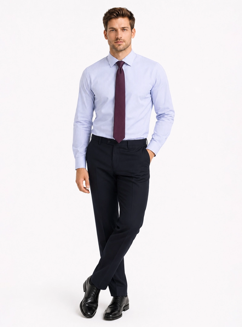 CAMISA FORMAL RAYAS NON IRON TAILORED FIT AZUL ARROW - 3