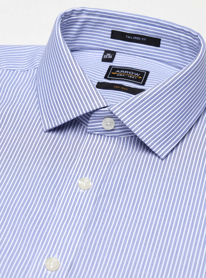 CAMISA FORMAL RAYAS NON IRON TAILORED FIT AZUL ARROW - 4