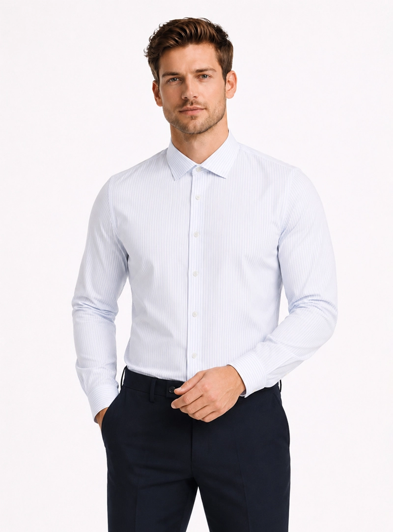 CAMISA FORMAL RAYAS TAILORED FIT BLANCO ARROW - 1
