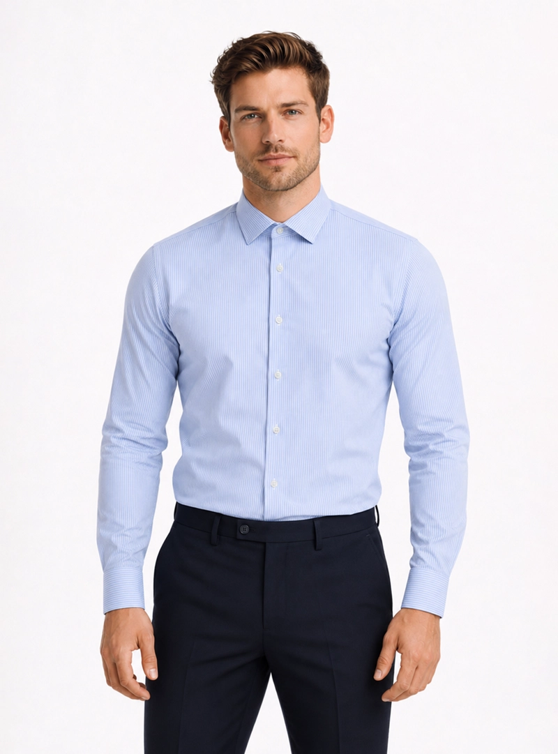 CAMISA FORMAL RAYAS NON IRON TAILORED FIT AZUL ARROW - 1