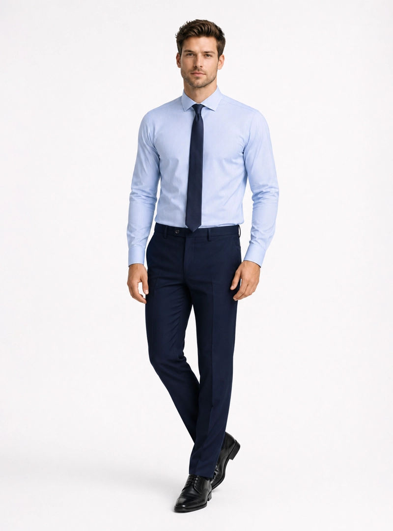 CAMISA FORMAL RAYAS NON IRON TAILORED FIT AZUL ARROW - 3