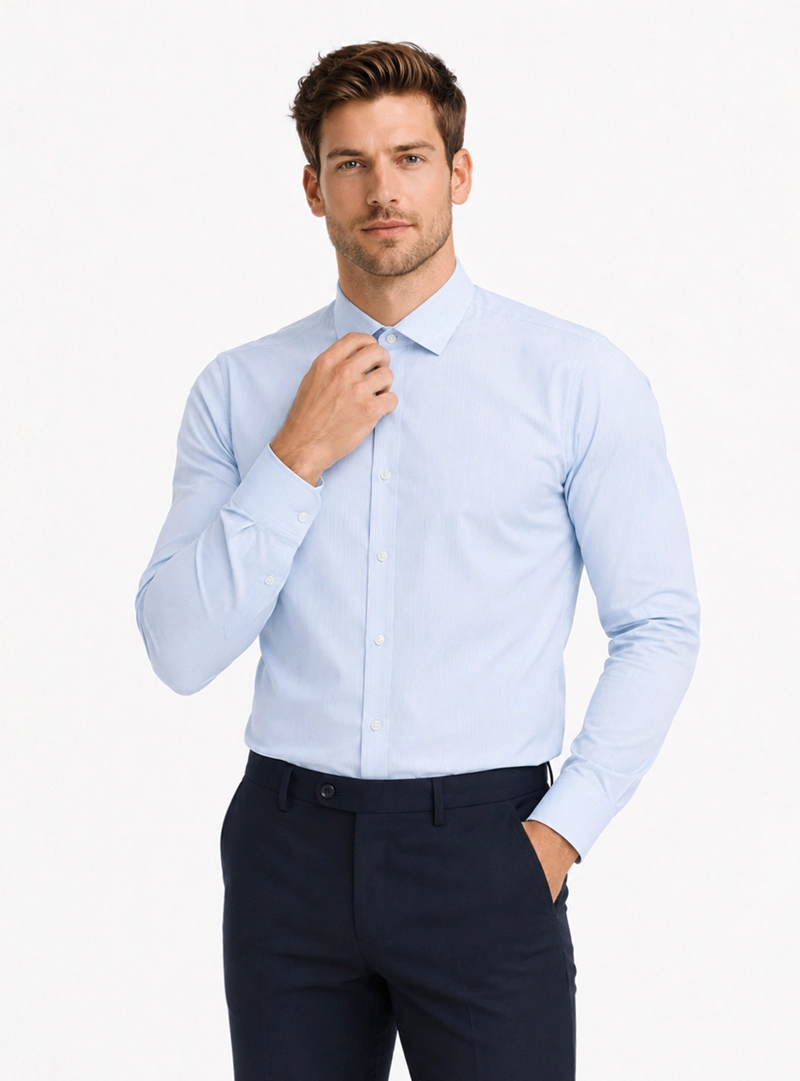 CAMISA FORMAL RAYAS NON IRON TAILORED FIT CELESTE ARROW - 1