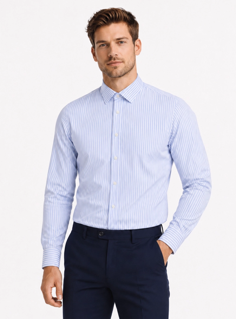 CAMISA FORMAL RAYAS NON IRON TAILORED FIT CELESTE ARROW - 1