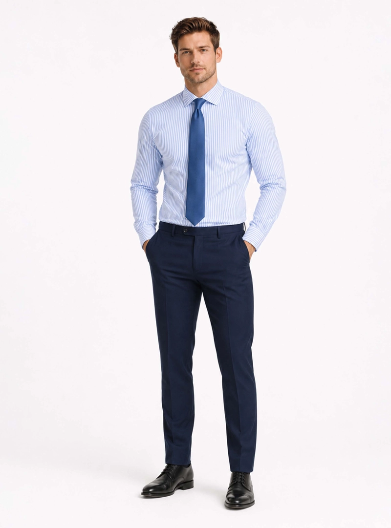 CAMISA FORMAL RAYAS NON IRON TAILORED FIT CELESTE ARROW - 3