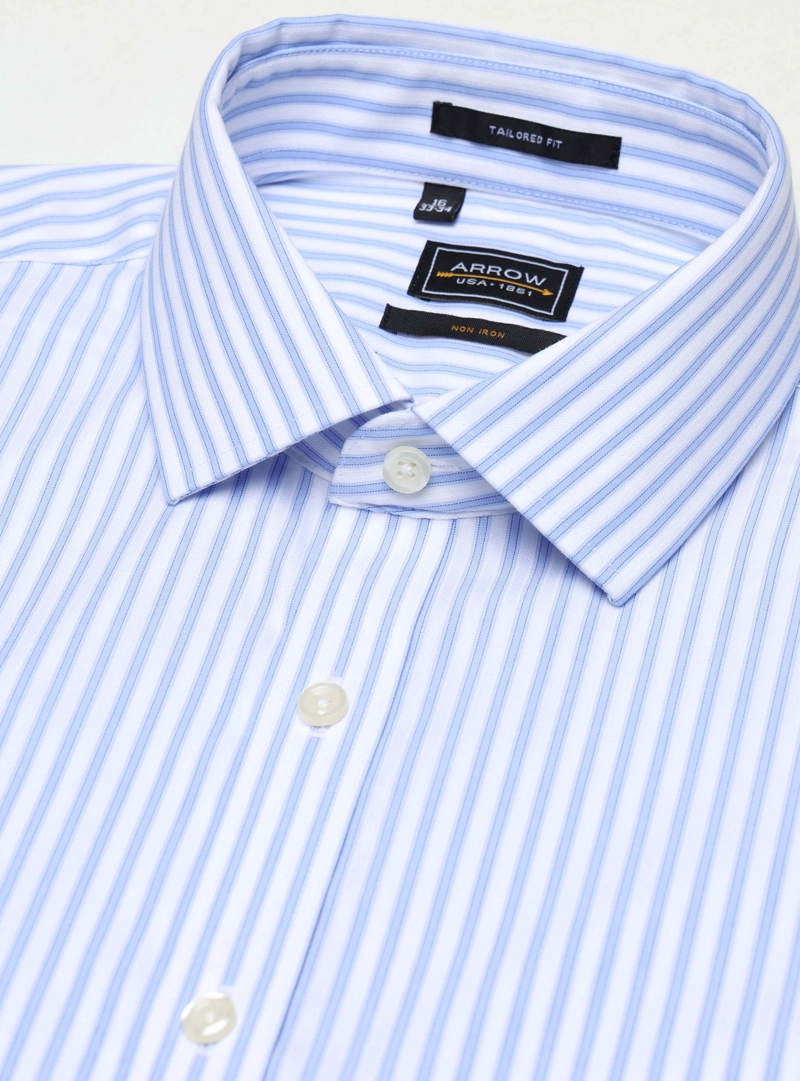 CAMISA FORMAL RAYAS NON IRON TAILORED FIT CELESTE ARROW - 4