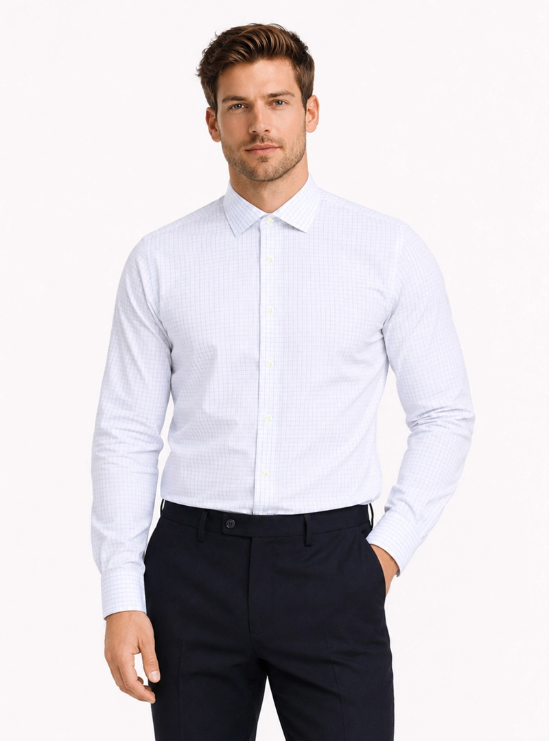 CAMISA FORMAL CUADROS NON IRON TAILORED FIT BLANCO ARROW - 1