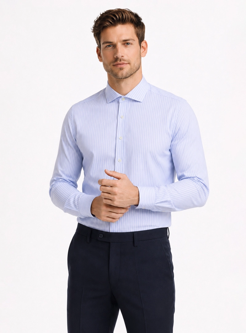 CAMISA FORMAL RAYAS NON IRON TAILORED FIT CELESTE ARROW - 1