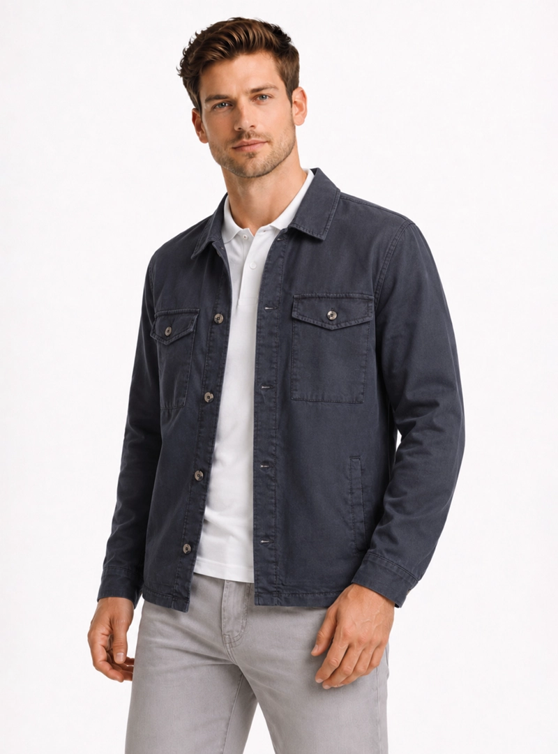 SOBRECAMISA LISA REGULAR FIT AZUL MARINO ARROW - 1