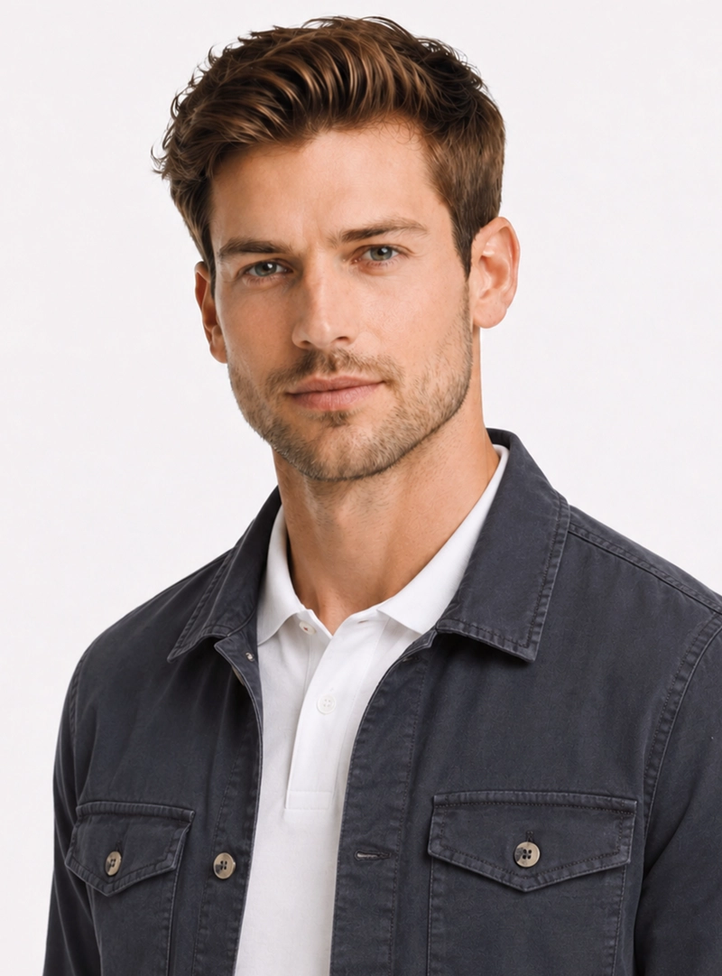 SOBRECAMISA LISA REGULAR FIT AZUL MARINO ARROW - 3