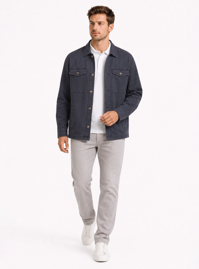 SOBRECAMISA LISA REGULAR FIT AZUL MARINO ARROW - 4