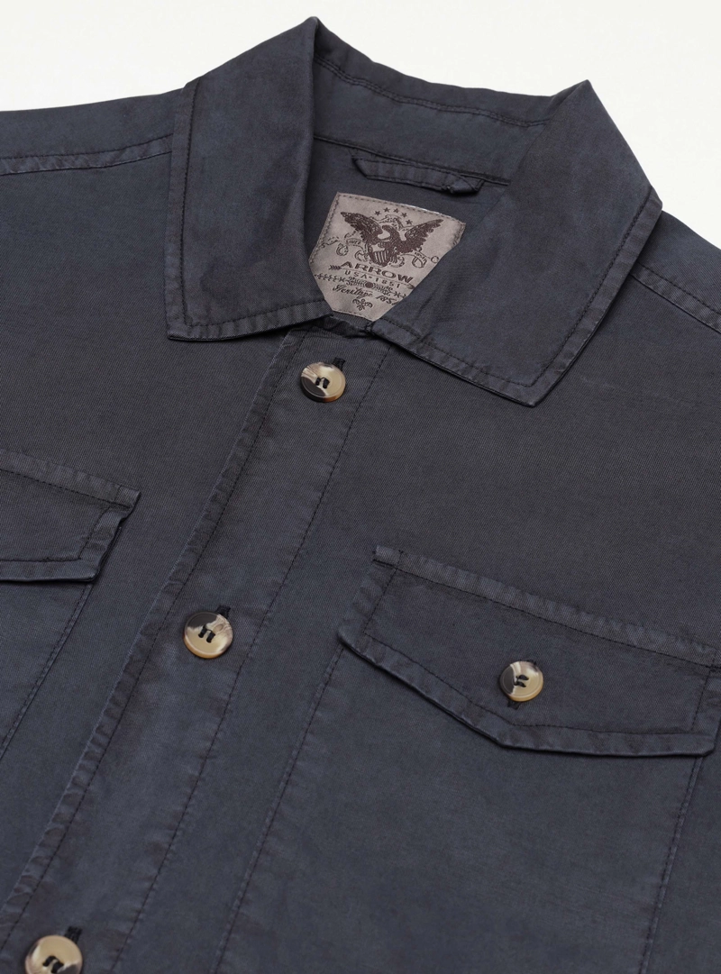 SOBRECAMISA LISA REGULAR FIT AZUL MARINO ARROW - 5
